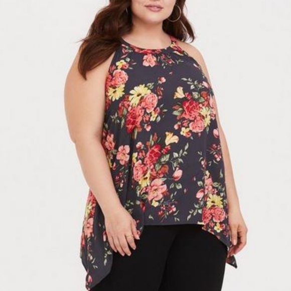 5/25 ❤️ Torrid Plus Size Floral Georgette High Neck Tank - Picture 1 of 5
